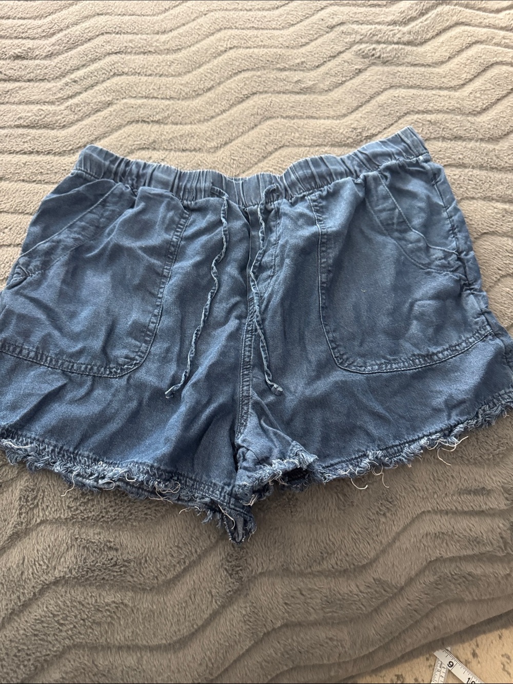 Time and Tru Washed Blue Drawstring Denim Shorts